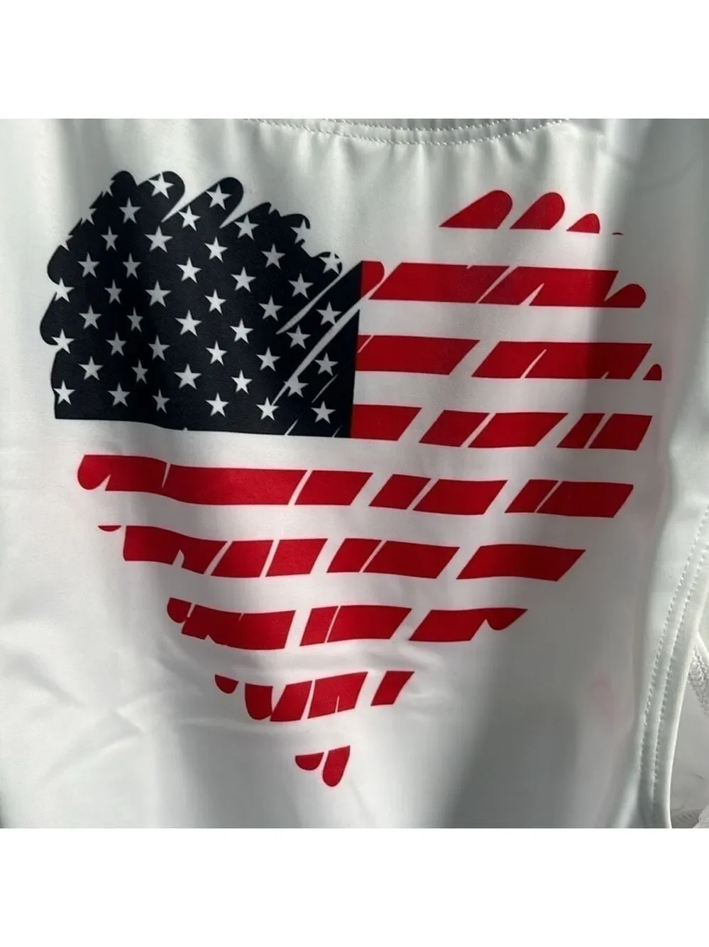 YMI US Flag Heart One Piece Swimsuit Bright White Size Small NWT